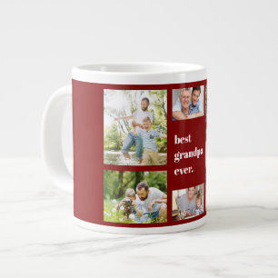 Photo Collage Best Grandpa Ever Maroon and White Large Coffee Mug
