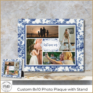 Photo Collage Best Mom Ever Vintage Blue Toile Plaque