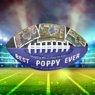 Photo Collage Birthday Poppy Blue Personalize Football