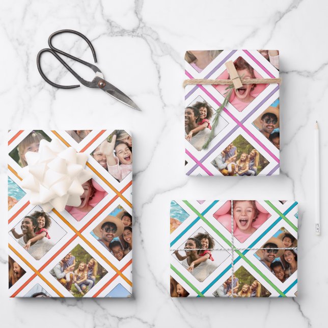 Photo Collage Birthday Wrapping Paper Sheet (Front)