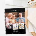 Photo collage black white appointments 2026 planner<br><div class="desc">Create your own unique photo collage. Use four,  4 of your favourite photo.   Personalize and a year,  name and text. A black background,  white text.</div>