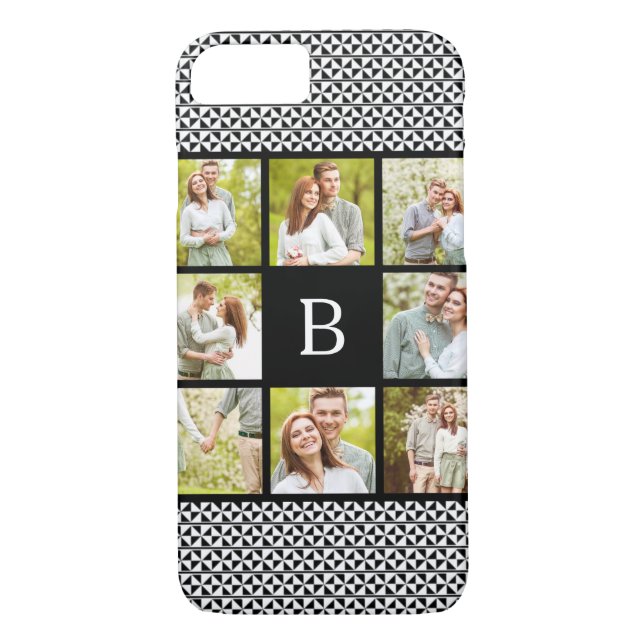 Photo Collage | Black & White Custom Monogram Case-Mate iPhone Case (Back)