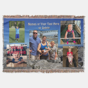 Photo Collage Blanket with Your 5 Photos and Text