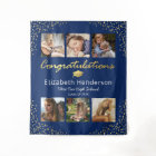 Photo Collage Blue Gold Graduation Backdrop