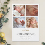 Photo Collage Boy Girl Birth Announcement Magnet<br><div class="desc">This simply charming photo birth announcement magnet card features a contemporary design that lets you easily customize it to suit your style. Below your photos we've highlighted 'welcome' in a warm, familiar script in an elegant gold tone. This part of the design cannot be altered. But you can edit the...</div>