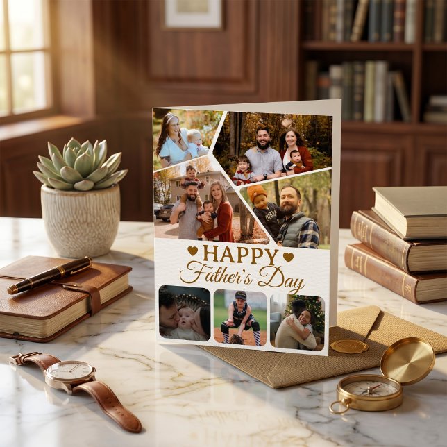 Photo Collage Brush Script Typography Big Personal Card (Photo Collage Brush Script Typography Big Personalized Father's Day Card)