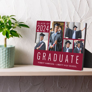 Photo Collage Burgundy Graduation Plaque