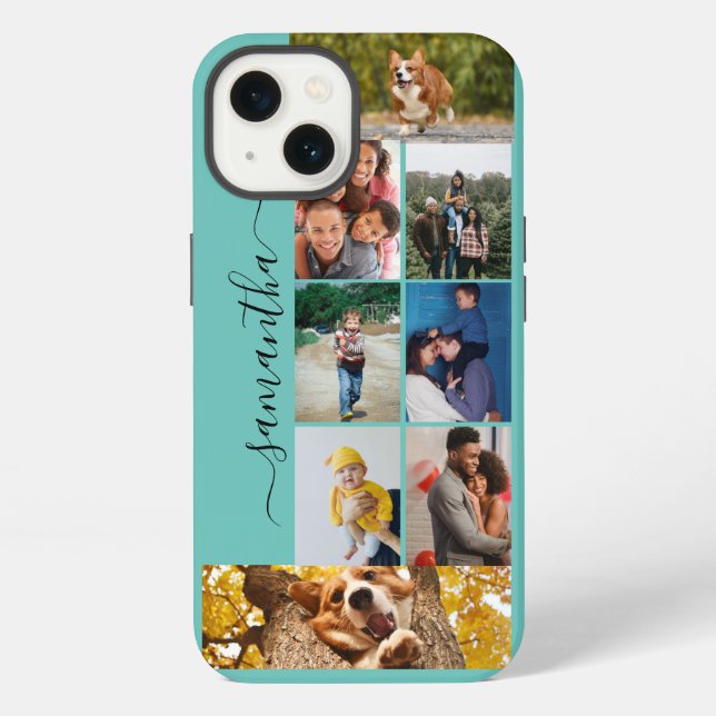 Photo Collage Calligraphy Monogram Name Script Cas iPhone Case (Back)