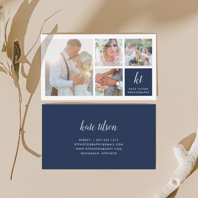 Photo Collage & Calligraphy Monogram Photographer Business Card (Creator Uploaded)