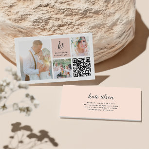 Photo Collage & Calligraphy Monogram Photographer Business Card