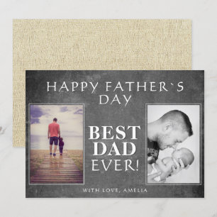 Photo Collage Chalkboard Best Dad Father`s Day Card