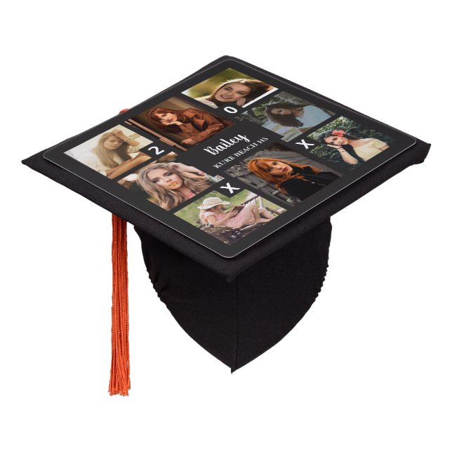 Photo Collage & Class Year Graduation Cap Topper (Angled)