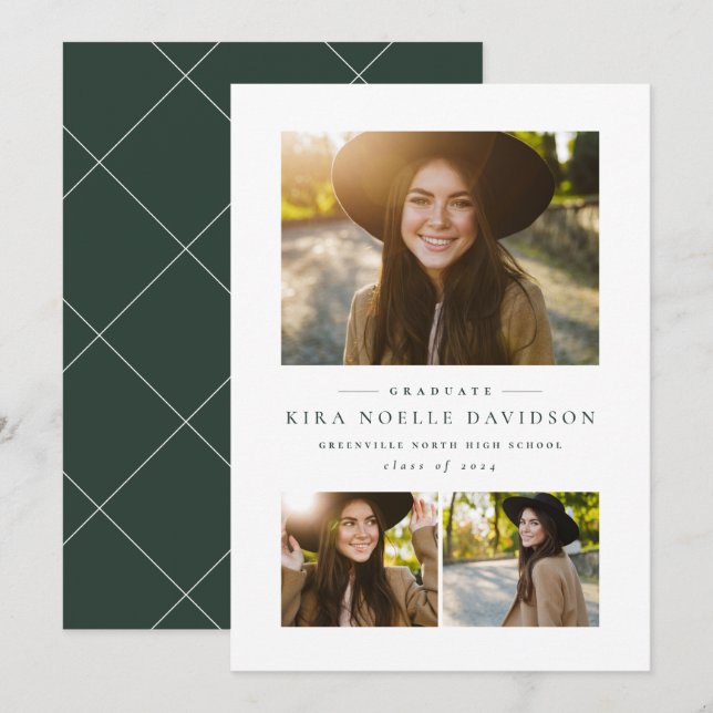Photo collage classic graduation announcement (Front/Back)