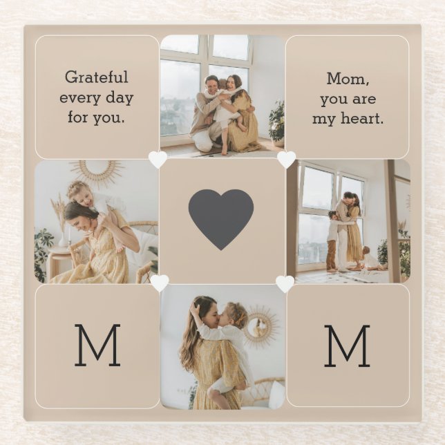 Photo Collage Coaster with Heartfelt Message (Front)