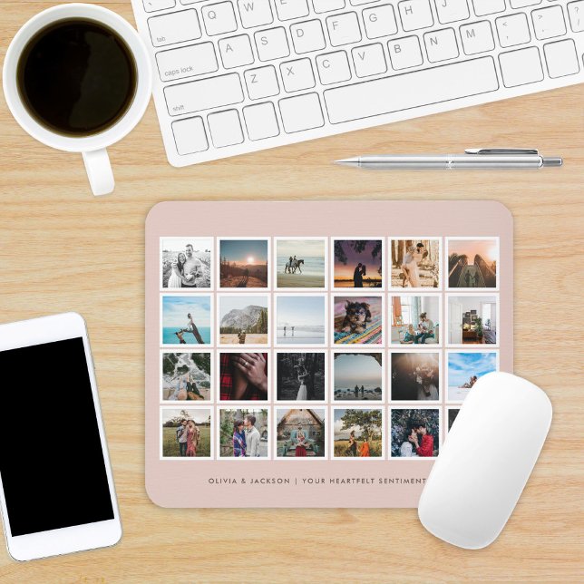 Photo Collage Custom Colour Blush Mouse Pad (Creator Uploaded)