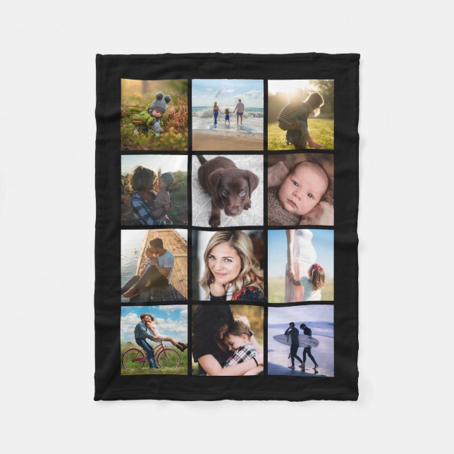 Photo collage custom colour fleece blanket (Front)