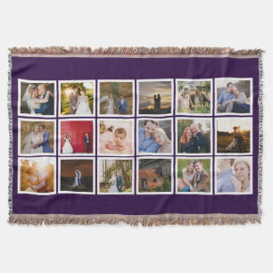 Photo Collage Custom Colour Throw Blanket