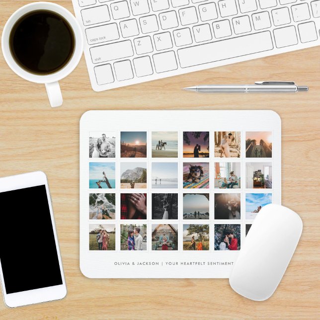 Photo Collage Custom Colour White Mouse Pad (Creator Uploaded)