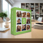 Photo Collage Custom Monogram - Lime Green Binder<br><div class="desc">Add square photos to create a unique and personal gift. A fun way to make a trendy keepsake. If you need to adjust the pictures,  click on the customize tool to make changes.</div>