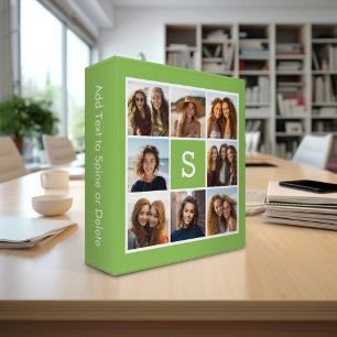 Photo Collage Custom Monogram - Lime Green Binder