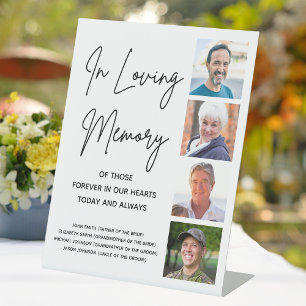 Photo Collage Custom Names Wedding Memorial Table Pedestal Sign