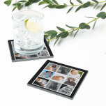 Photo Collage Custom Personalized 9 Images Glass Coaster<br><div class="desc">Photo Collage  one of a kind easy to make personalized glass coaster from Ricaso</div>