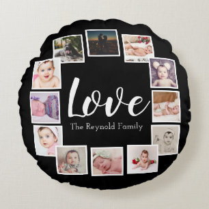 Photo Collage Custom Personalized Round Pillow