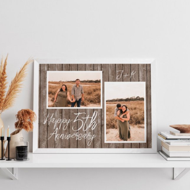 Photo Collage Custom Wood 5th Wedding Anniversary Poster (Photo Collage Custom Wood 5th Wedding Anniversary Poster
)