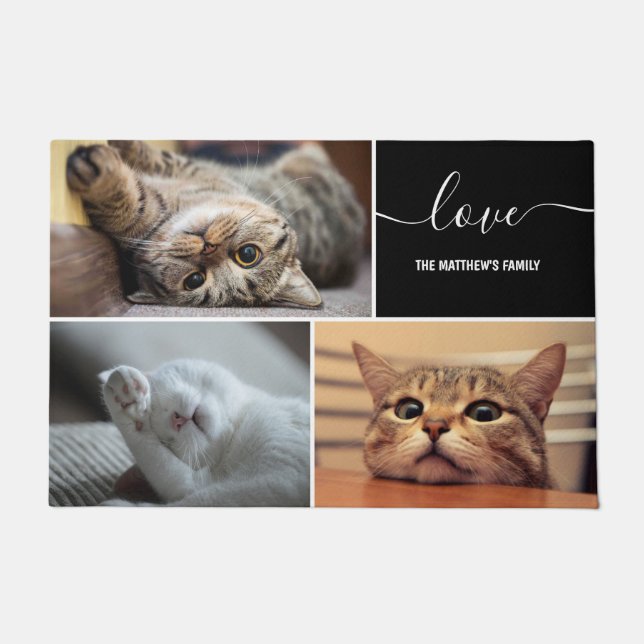 Photo Collage Cute Cats Personalized  Doormat (Front)