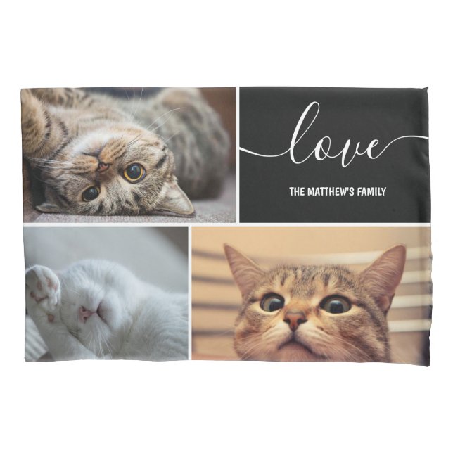Photo Collage Cute Cats Pet Lovers Pillowcase (Front)