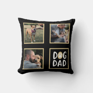 Photo Collage Dog Dad Paw Print  Throw Pillow