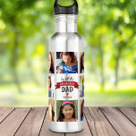Photo Collage DYI World’s Greatest Dad Red Banner 710 Ml Water Bottle<br><div class="desc">“World’s Greatest Dad.” Let Dad know what you really think of him. Time for him to quench his thirst after a workout with this cool water bottle sporting a personalized photo collage and bold, modern typography with a graphic red banner on a stainless steel background. Customize with 8 photos of...</div>