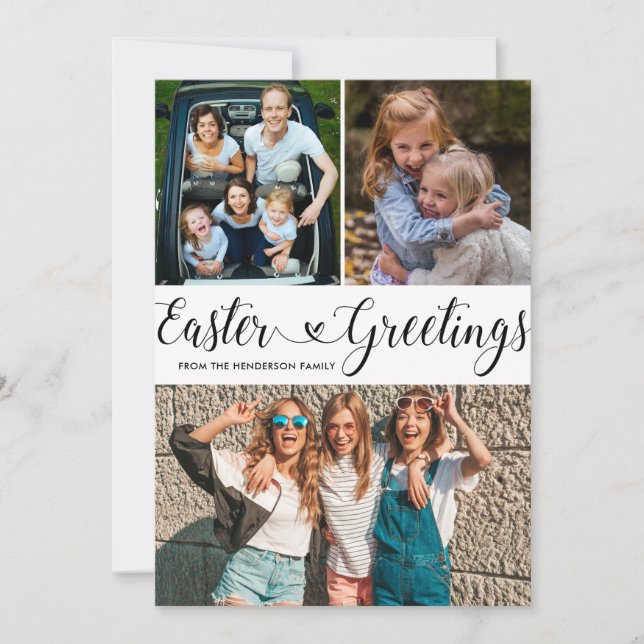 Photo Collage Easter Greetings Holiday Card (Front)