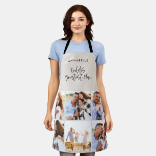 Photo collage elegant cream modern mum mothers day apron