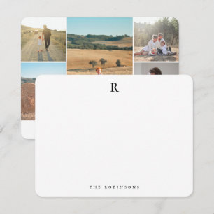 Photo Collage Elegant Minimalist Family Monogram Card