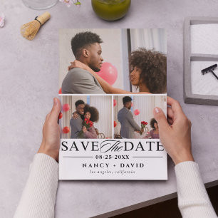 Photo Collage Elegant Script Wedding Save The Date