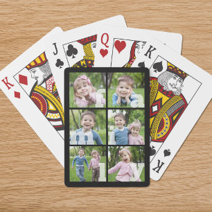 Photo Collage Family 6 Pictures Custom Colour Playing Cards
