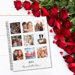 Photo collage family monogram white 2025 planner<br><div class="desc">Make your own unique family photo collage as a gift for your mom, wife or yourself. Use four, 9 of your favourite photos of your family, friends, dream travel destination or pet! Personalize and add a name and a year. The name is written with a modern hand lettered style script....</div>