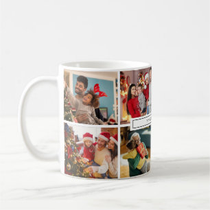 Photo Collage Family Name Modern Coffee Mug