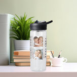 Photo collage family name water bottle<br><div class="desc">Personalize and add your own photos of family,  6 photos.  Add your name and family name,  black letters.</div>
