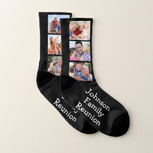 Photo Collage Family Reunion Personalized Black Socks