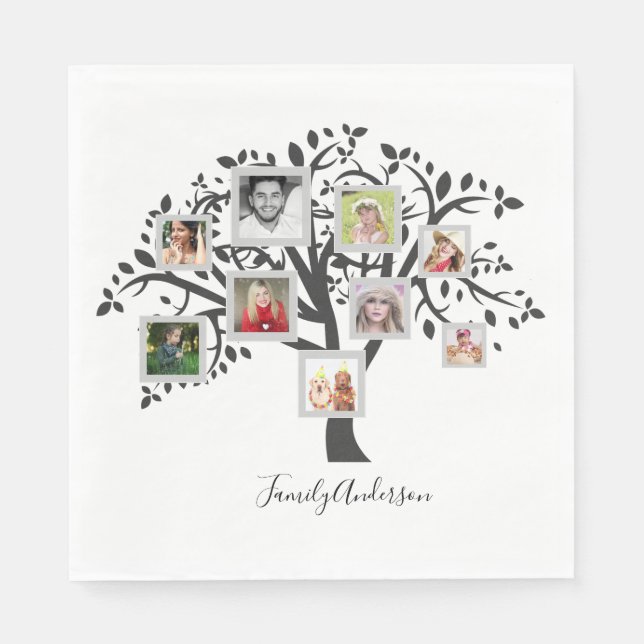 Photo Collage Family Tree Template Personalized Napkin (Front)
