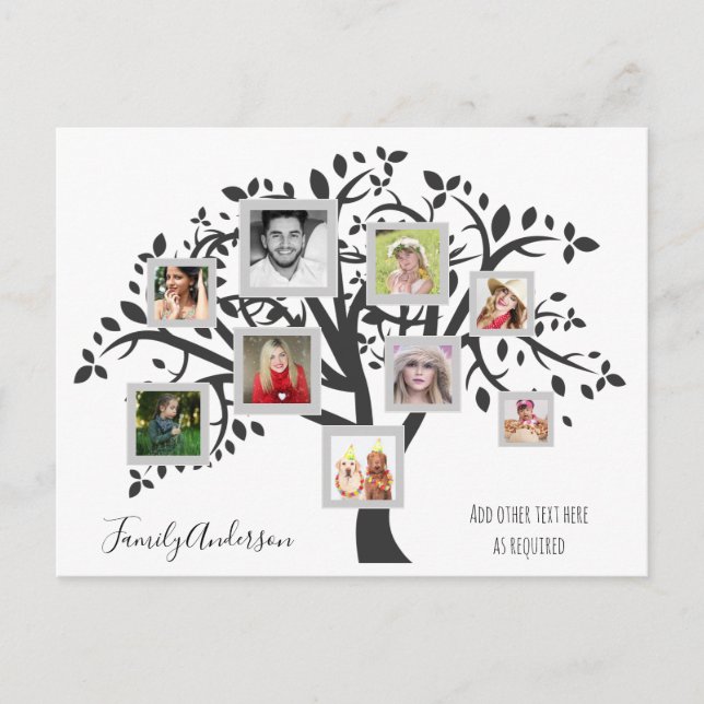 Photo Collage Family Tree Template Personalized Postcard (Front)