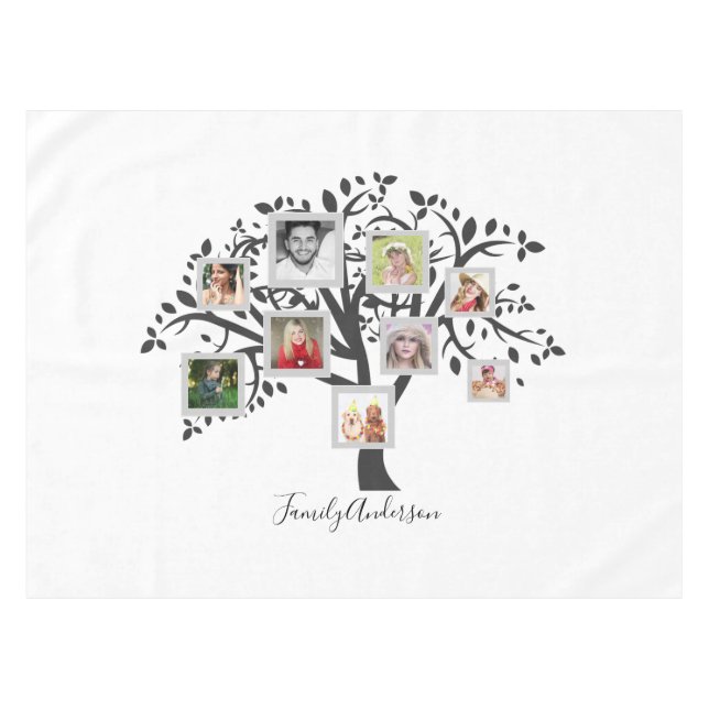 Photo Collage Family Tree Template Personalized Tablecloth (Front (Horizontal))