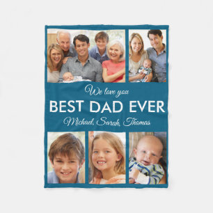 Photo Collage Fathers Day Best Dad Ever Fleece Blanket