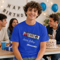 Photo collage film name birthday guy royal blue