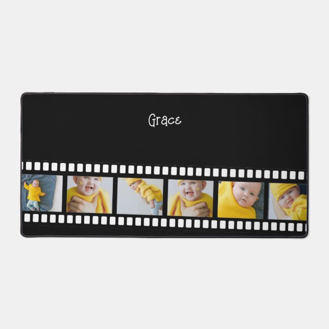 Photo Collage Film Strip Personalized DIY Custom Desk Mat (Front)