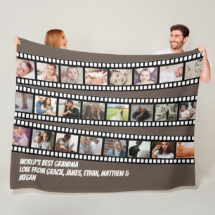 Photo Collage Film Strip Personalized DIY Custom Fleece Blanket