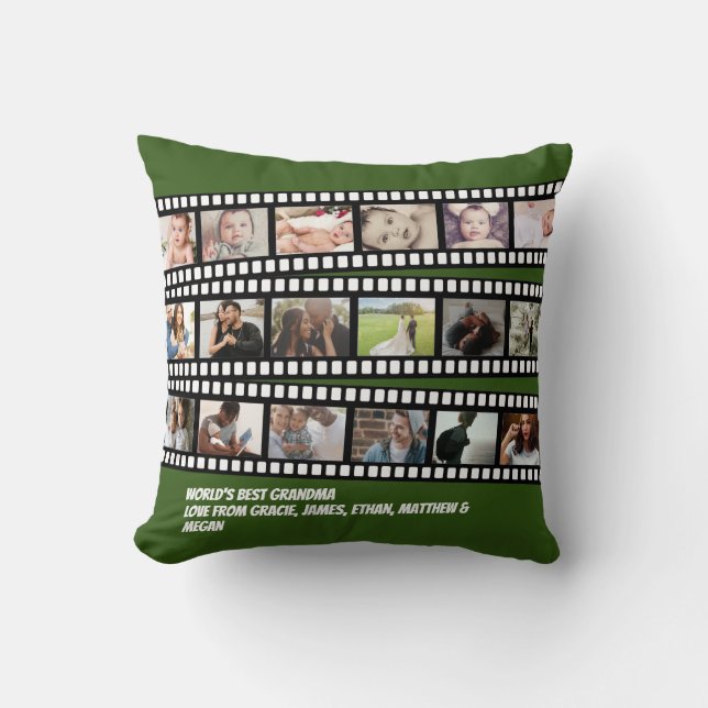 Photo Collage Film Strip Personalized DIY Custom Throw Pillow (Front)