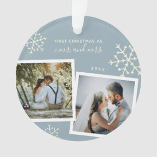 Photo Collage First Christmas Mr Mrs Monogrammed O Ornament